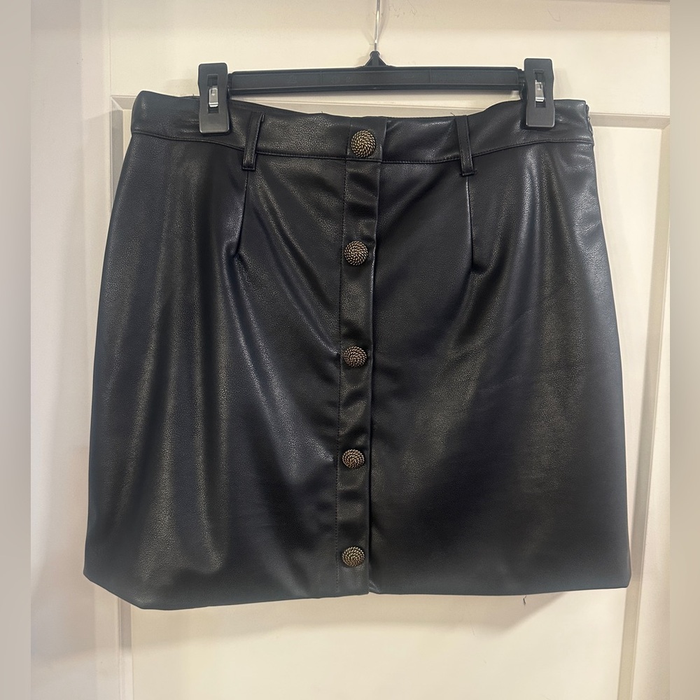 Aqua Pleather Skirt - L
